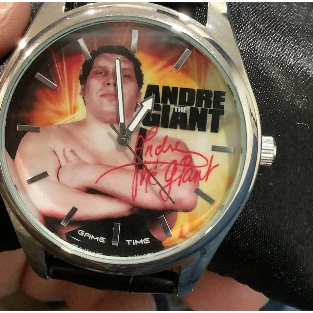 WWE Andre The Giant Watch Men's Size Black Leather Band Game Time New
